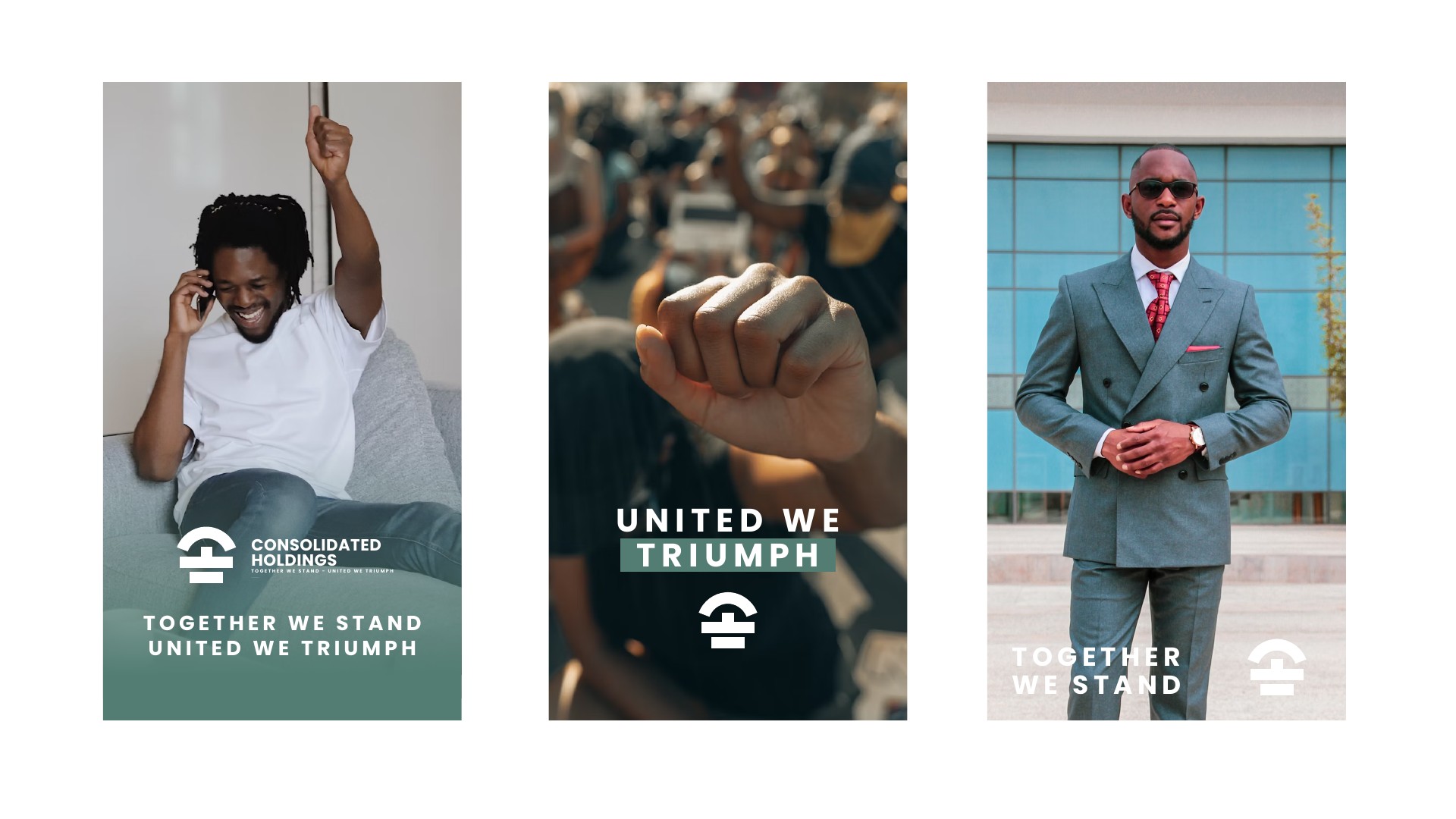 Consolidated Holdings supplied campaign layouts with unity and triumph messaging