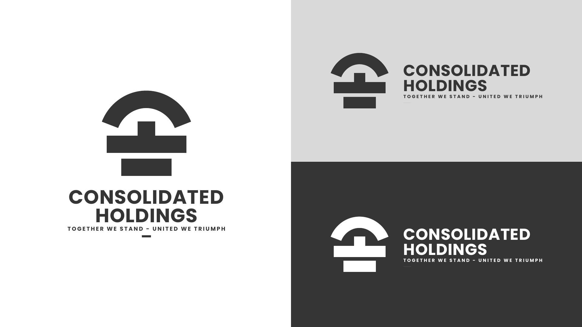 Consolidated Holdings stacked and horizontal logo variations in black and white