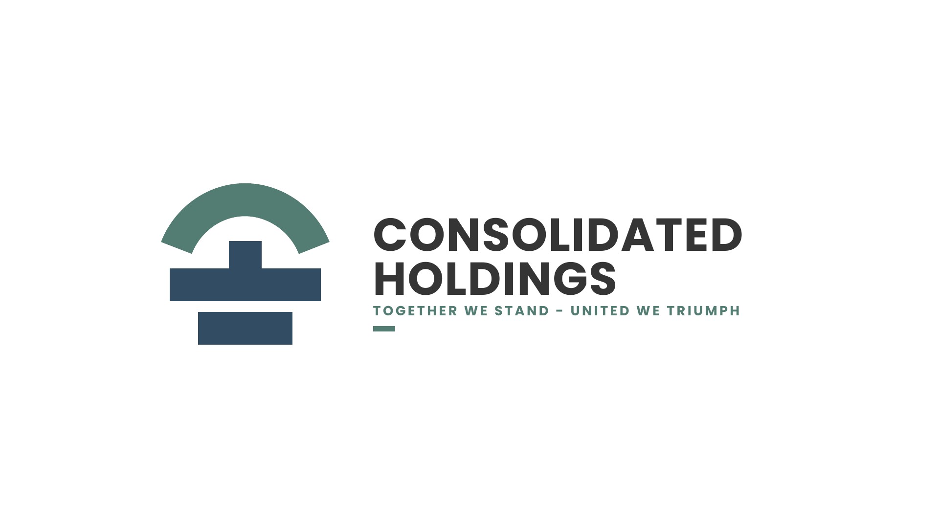 Consolidated Holdings primary teal and slate-blue emblem with charcoal wordmark