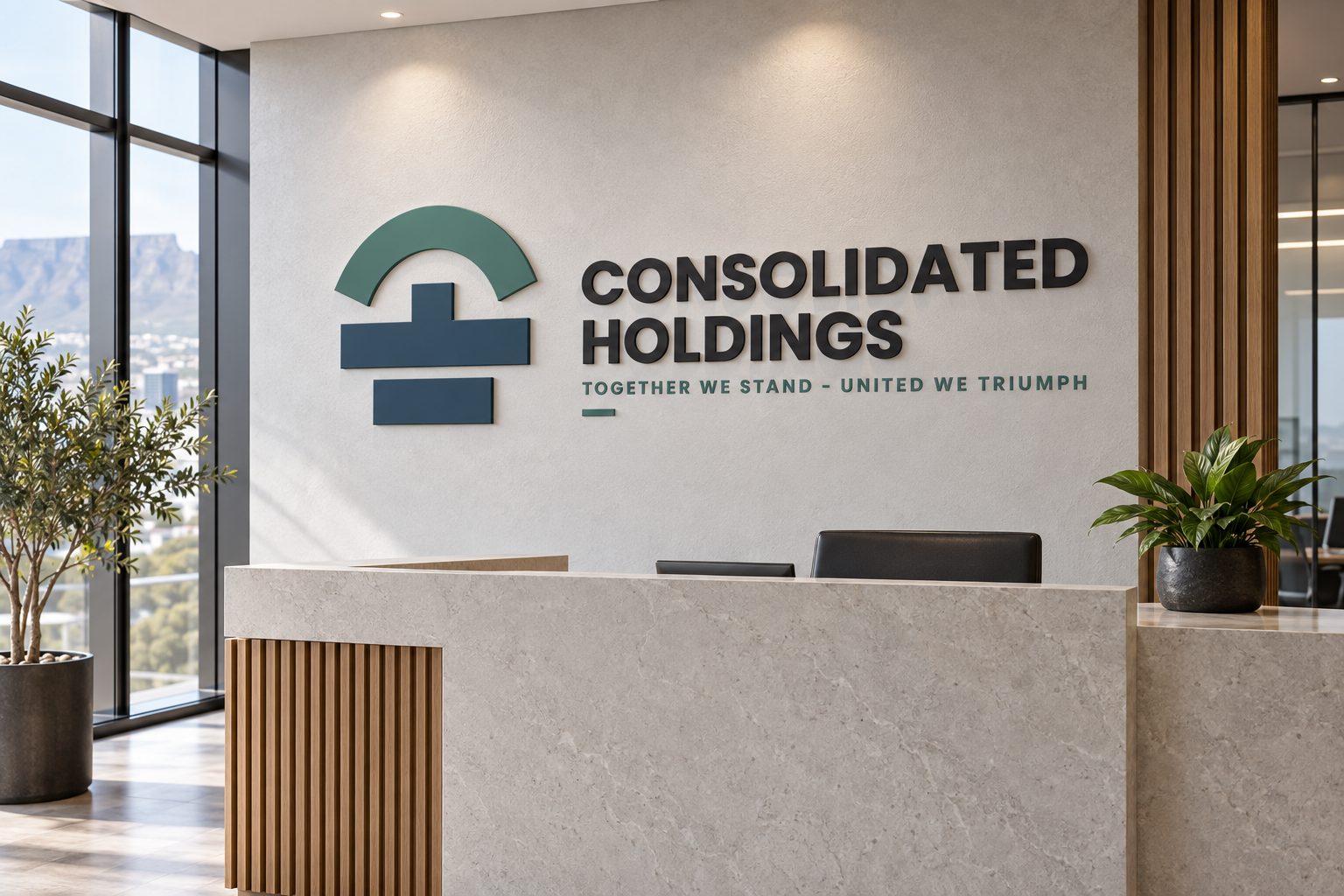 Consolidated Holdings dimensional identity behind a reception desk