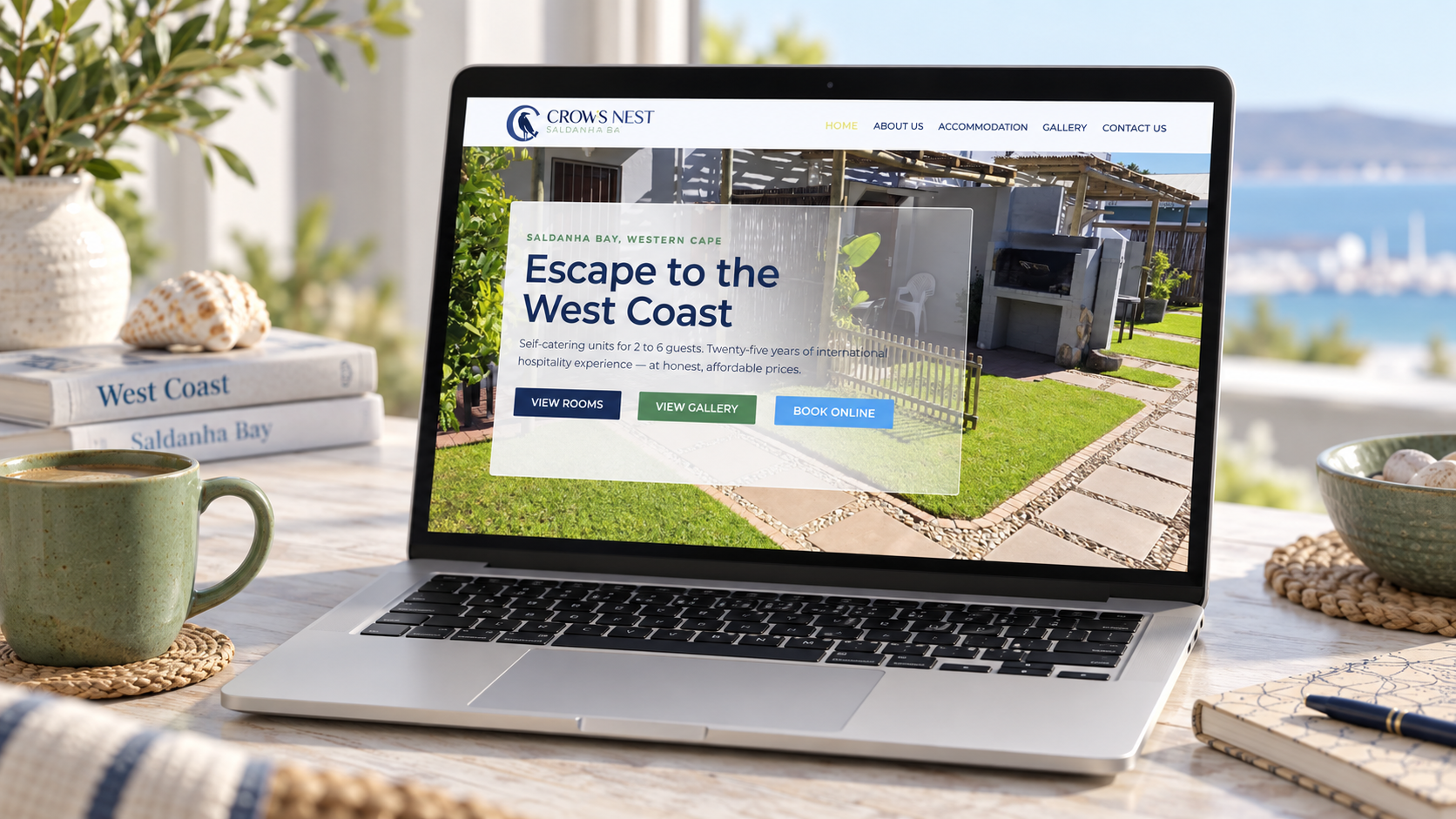 Crow’s Nest concept mockup: website on laptop