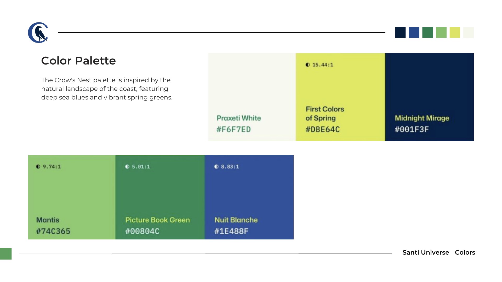 Crow’s Nest six-colour coastal brand palette