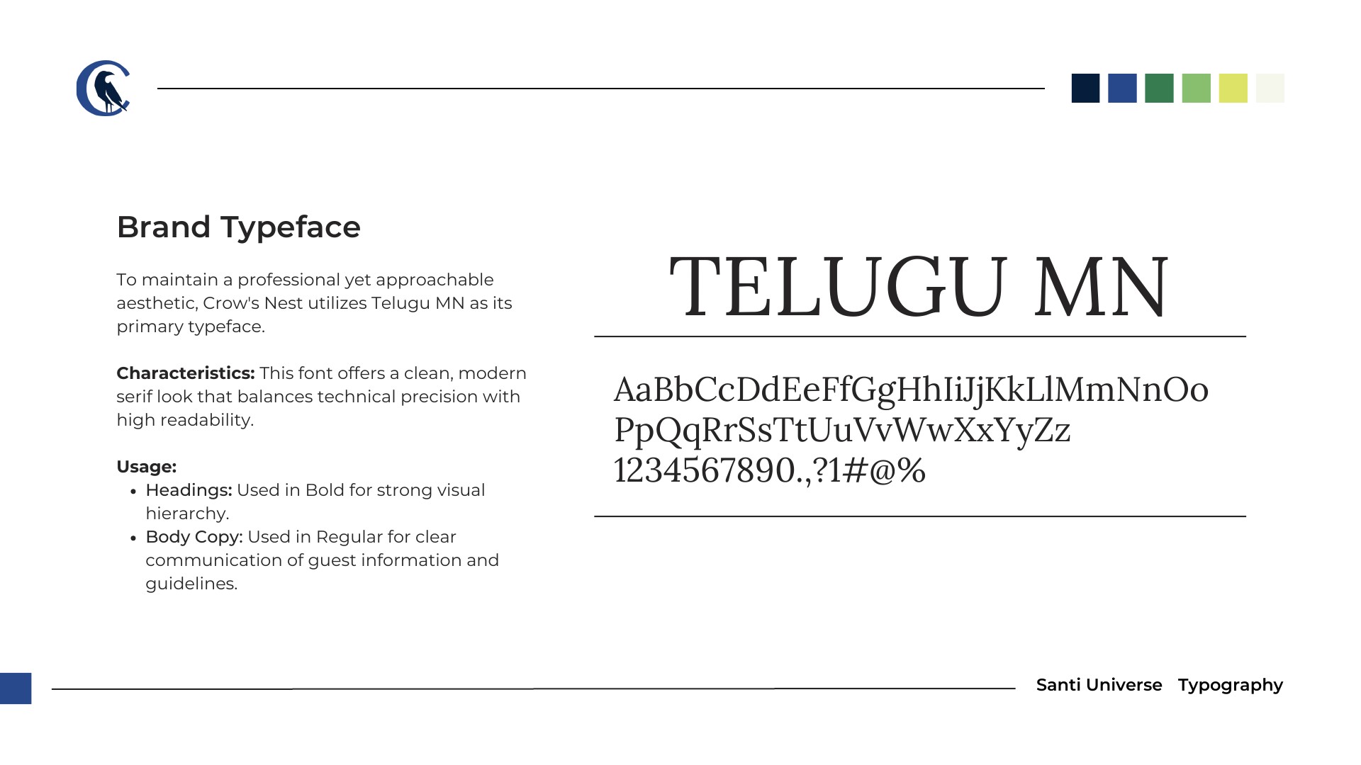 Crow’s Nest Telugu MN typography guidelines