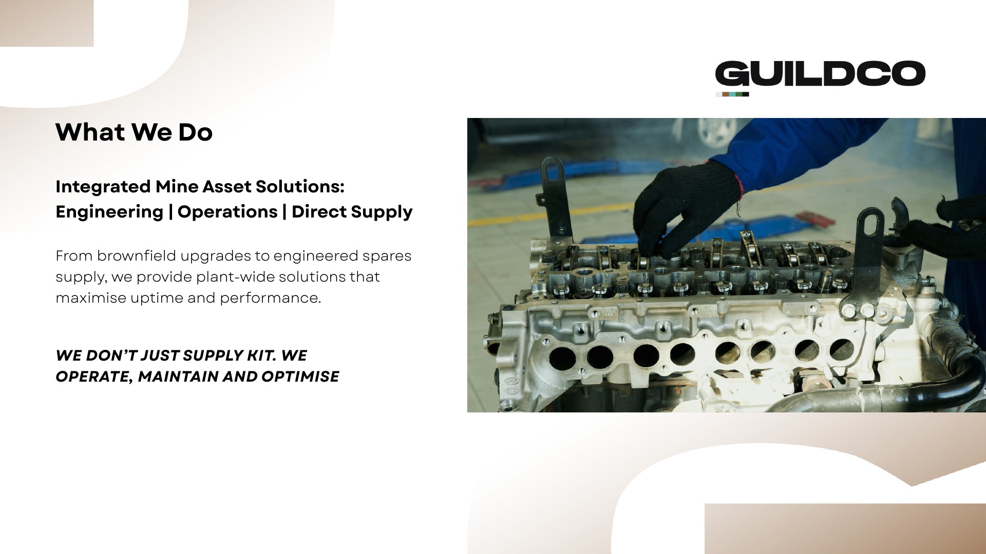 Guildco mining profile service introduction with equipment photography