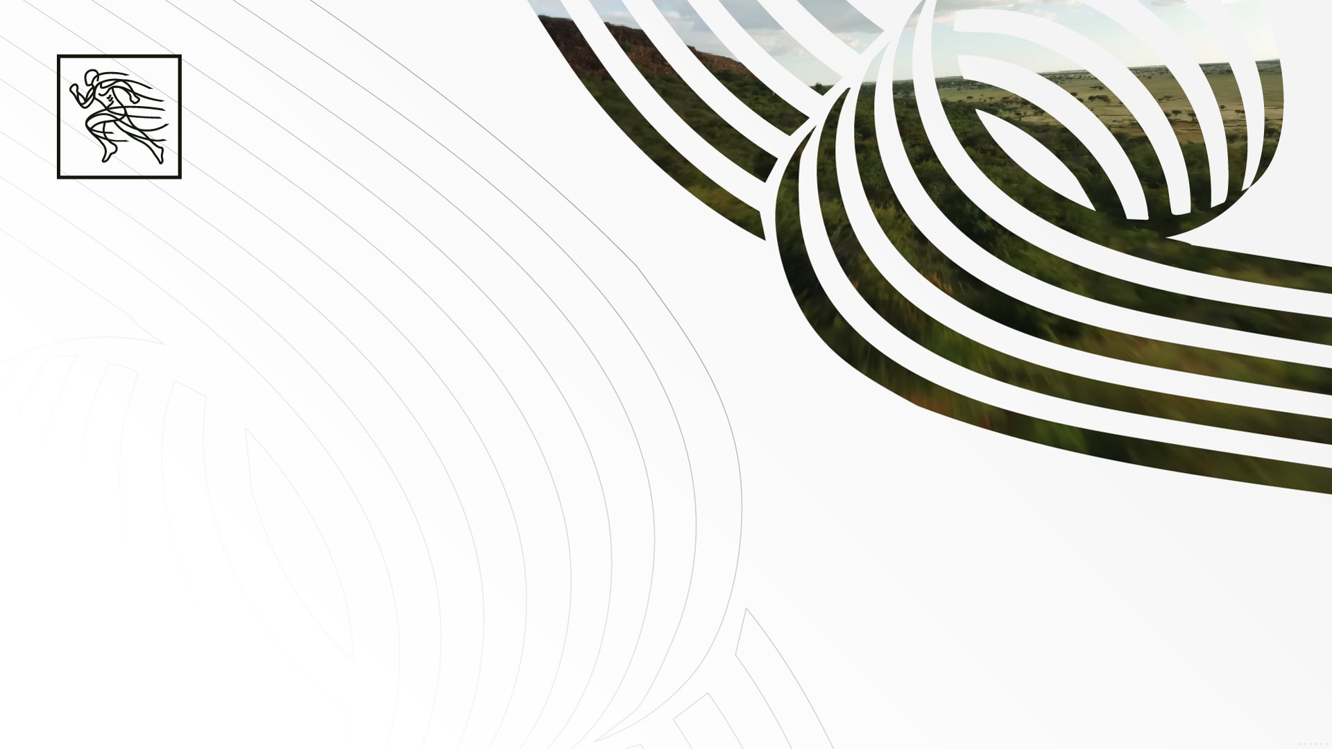 Latroforce presentation layout combining landscape details and curved line patterns