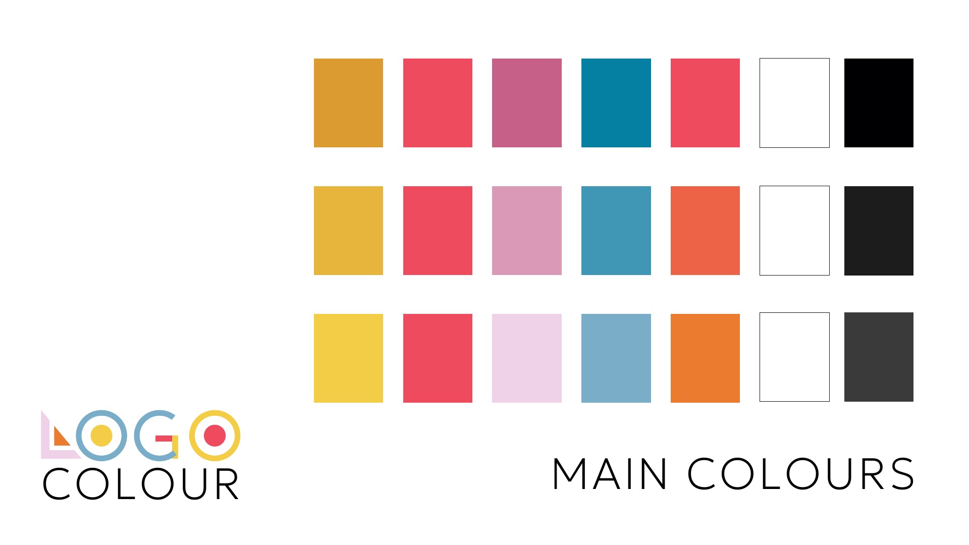SHE Foundation colour palette options from the logo presentation