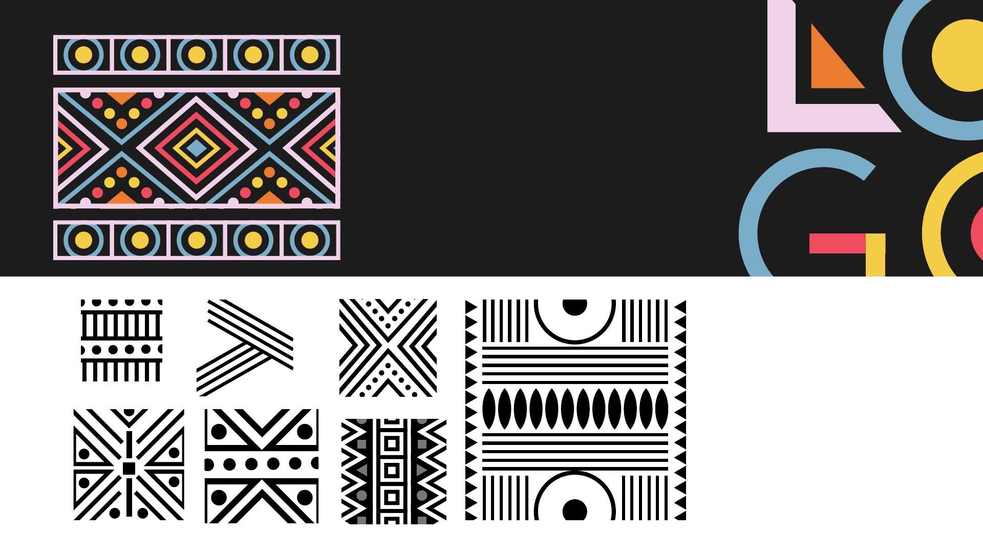 SHE geometric pattern studies in colour and black and white
