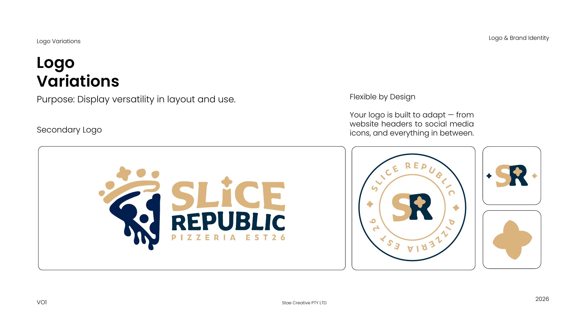Slice Republic horizontal logo, circular badge and supporting monogram from the identity guide