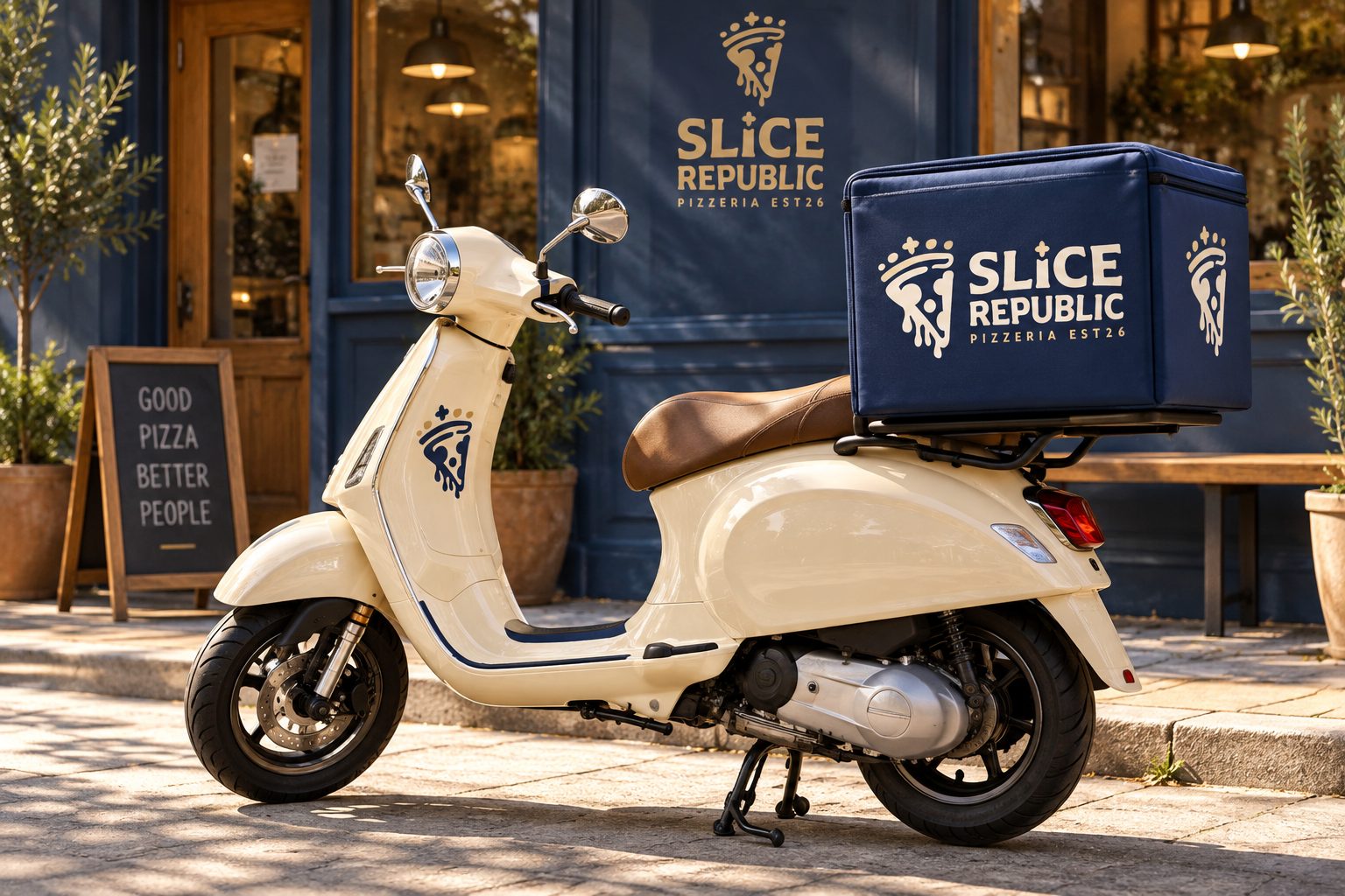 Slice Republic concept mockup: delivery scooter