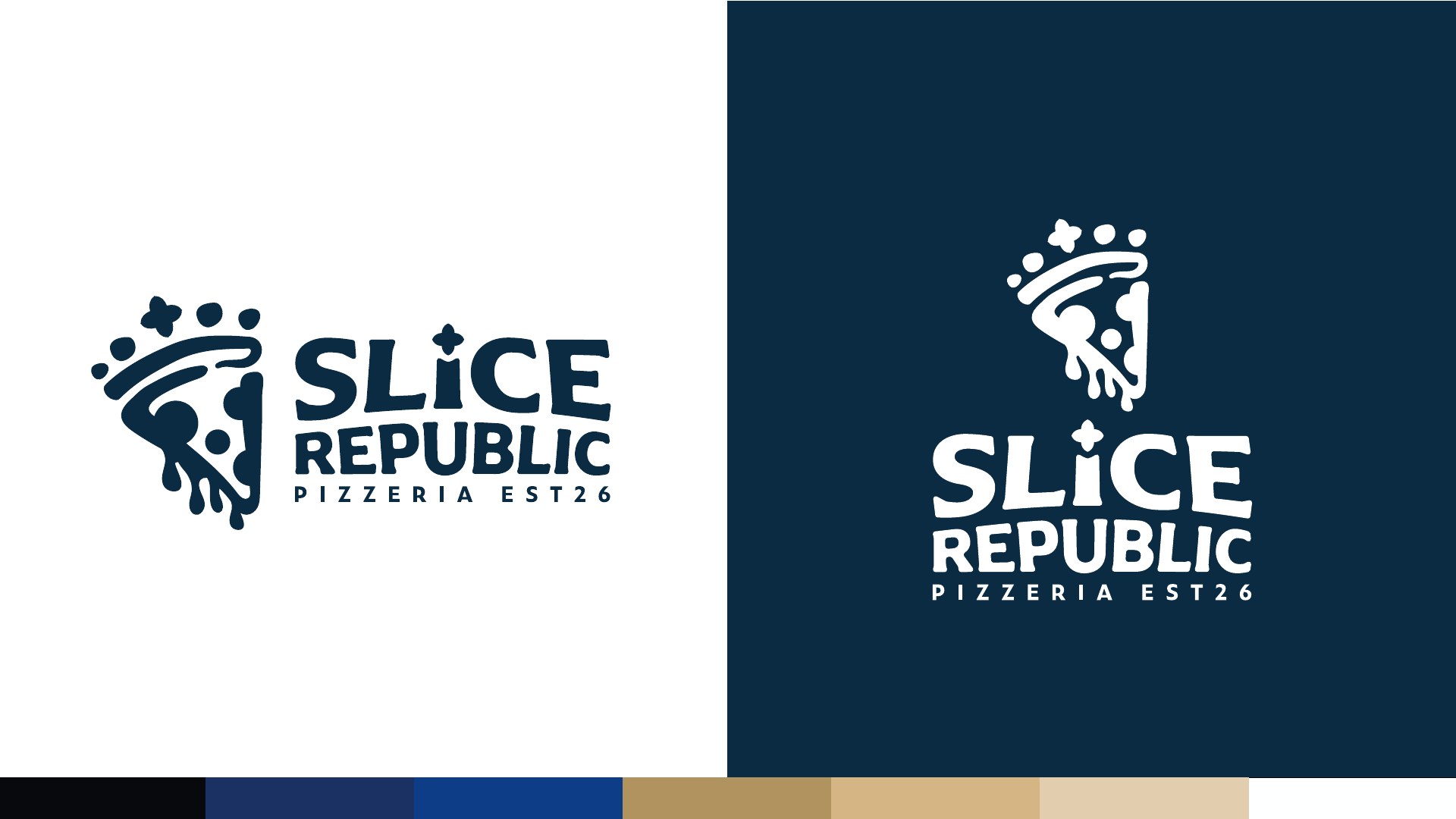 Slice Republic horizontal and stacked logos on light and dark backgrounds